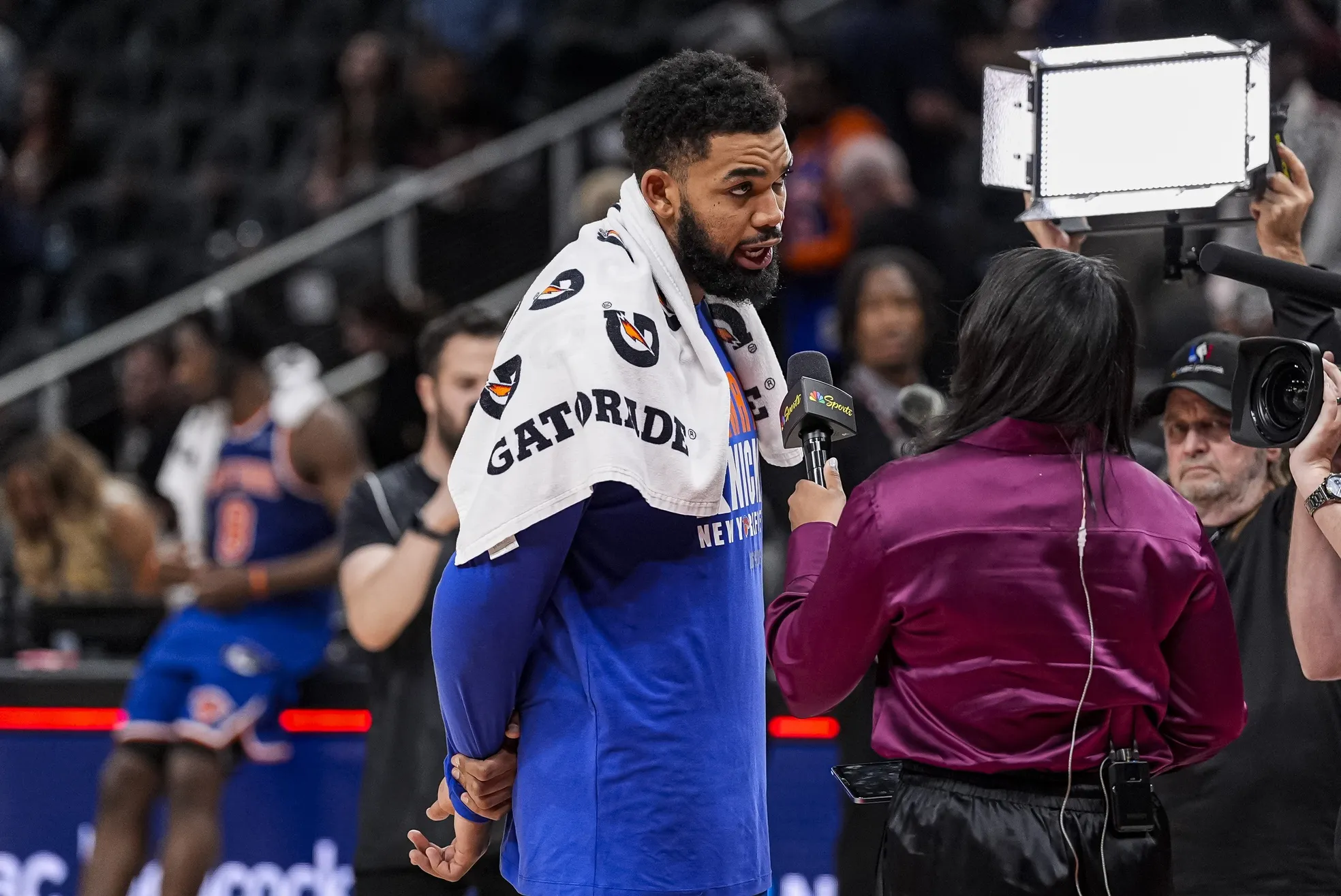 Towns’ Triple-Double Fuels Knicks Win, Celebrated With Atlanta Wings