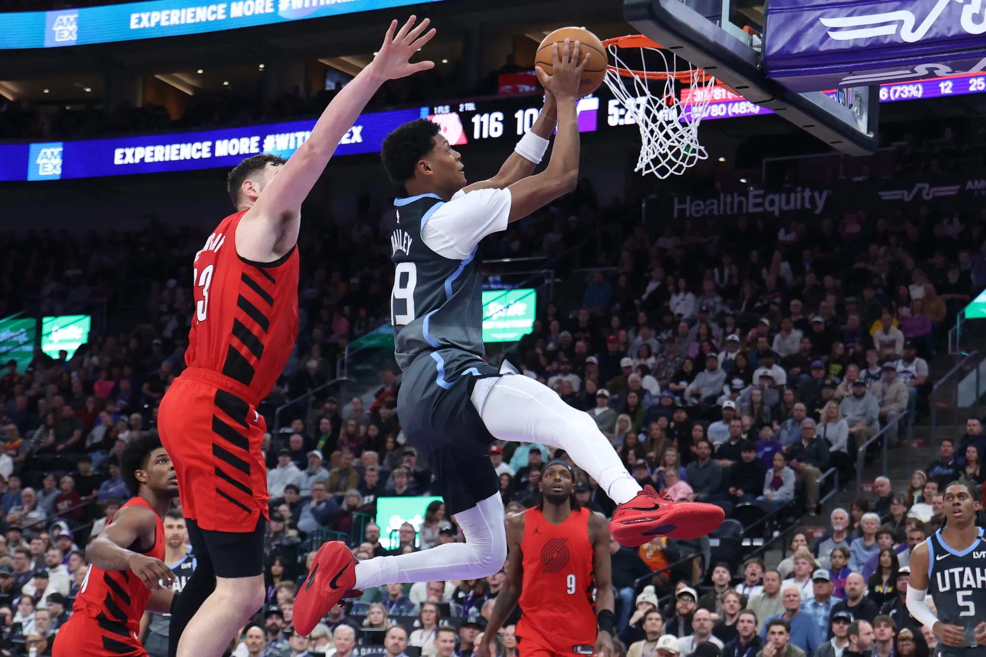 Bailey’s Self Alley-Oop Sparks Crowd, but Jazz Fall to Blazers at Home